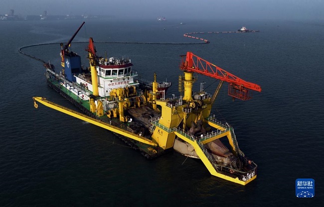 Таншаньдағы Танганның төртінші портында 250 000 тонналық каналдың құрылысы сәтті жалғасуда