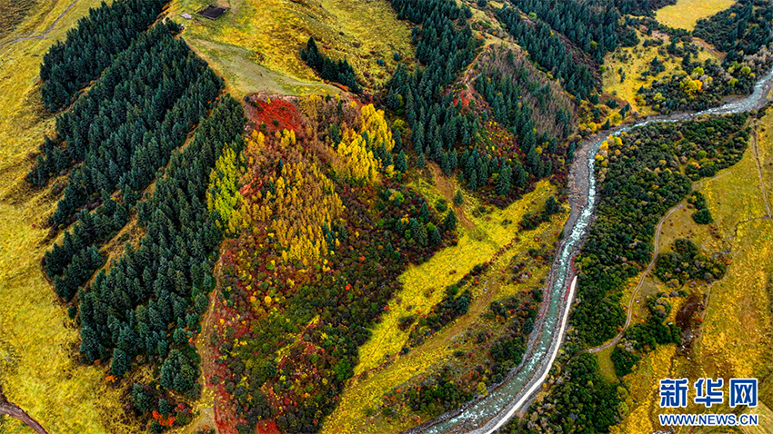 Сунань, Ганьсу: Түрлі түске боялған қарлы таудың етегі